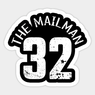 Karl Malone 32 The Mailman Cool Black and White Distressed Jersey Number BASKETBALL-4 Sticker